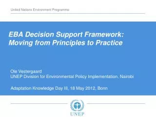 EBA Decision Support Framework: