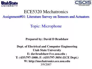 ECE5320 Mechatronics Assignment#01: Literature Survey on Sensors and Actuators Topic: Microphone