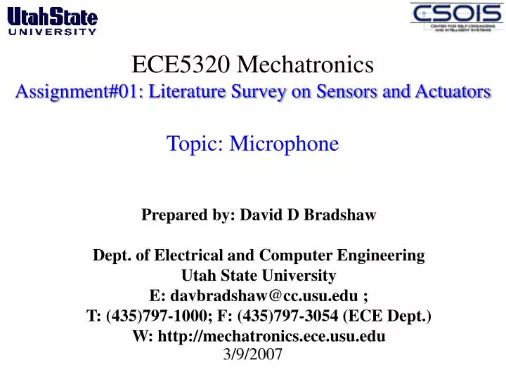 ece5320 mechatronics assignment 01 literature survey on sensors and actuators topic microphone