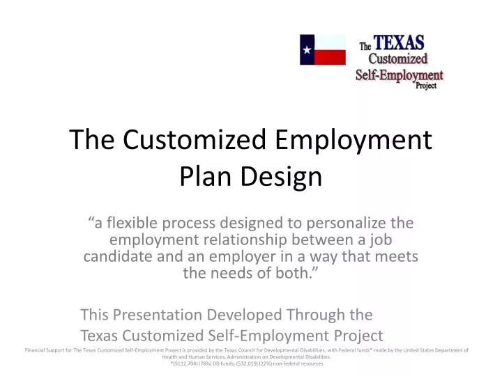 the customized employment plan design