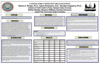 CAPITOL PARK COMMUNITY HEALTH SURVEY