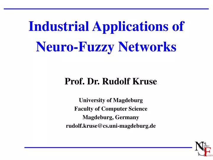 industrial applications of neuro f uzzy networks