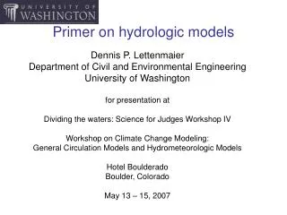 Primer on hydrologic models