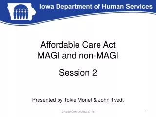 Affordable Care Act MAGI and non-MAGI