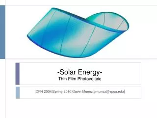 -Solar Energy- Thin Film Photovoltaic