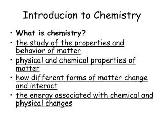 Introducion to Chemistry