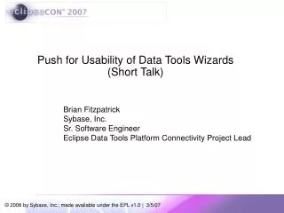 Push for Usability of Data Tools Wizards (Short Talk)