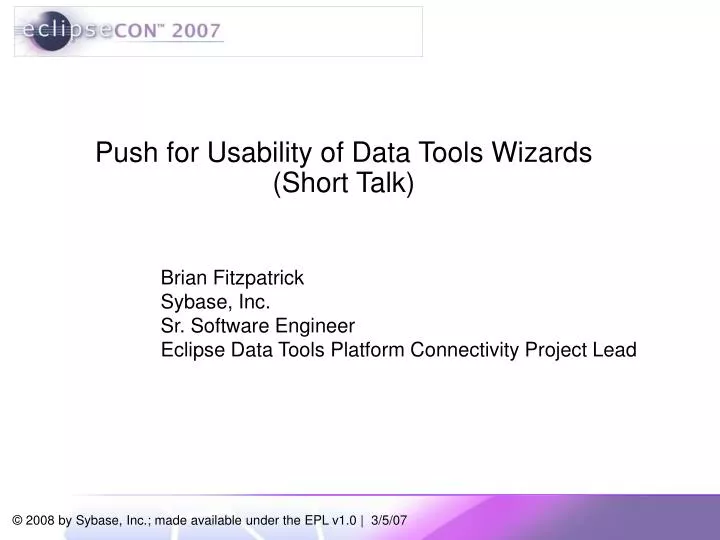 push for usability of data tools wizards short talk