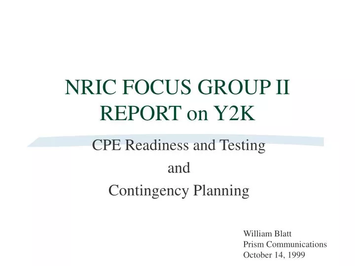 nric focus group ii report on y2k