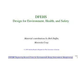 DFEHS Design for Environment, Health, and Safety