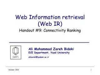 Web Information retrieval (Web IR)