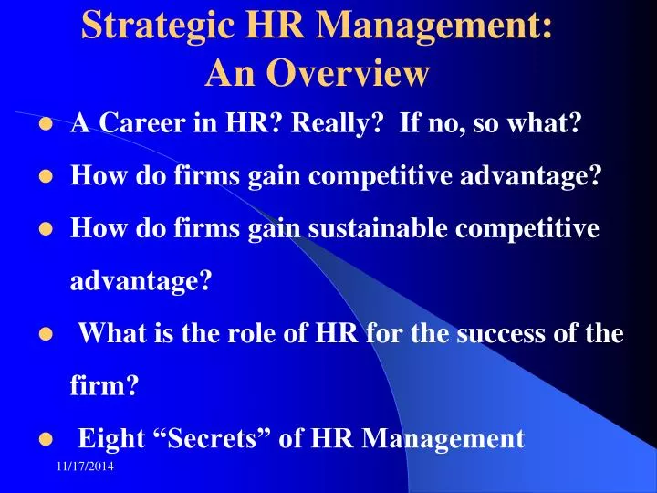 strategic hr management an overview