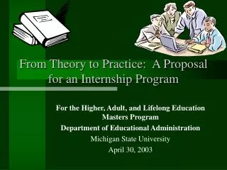 From Theory to Practice: A Proposal for an Internship Program