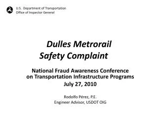 Dulles Metrorail Safety Complaint