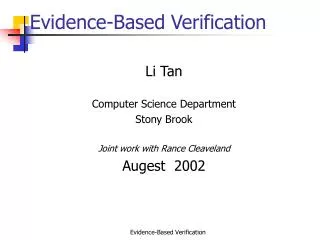 Evidence-Based Verification