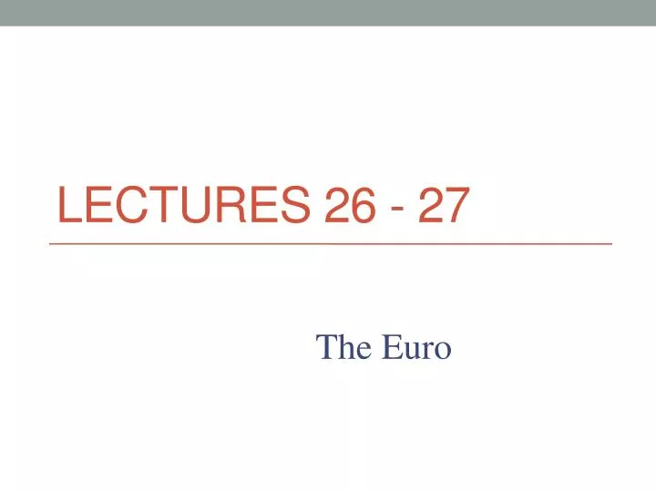 lectures 26 27