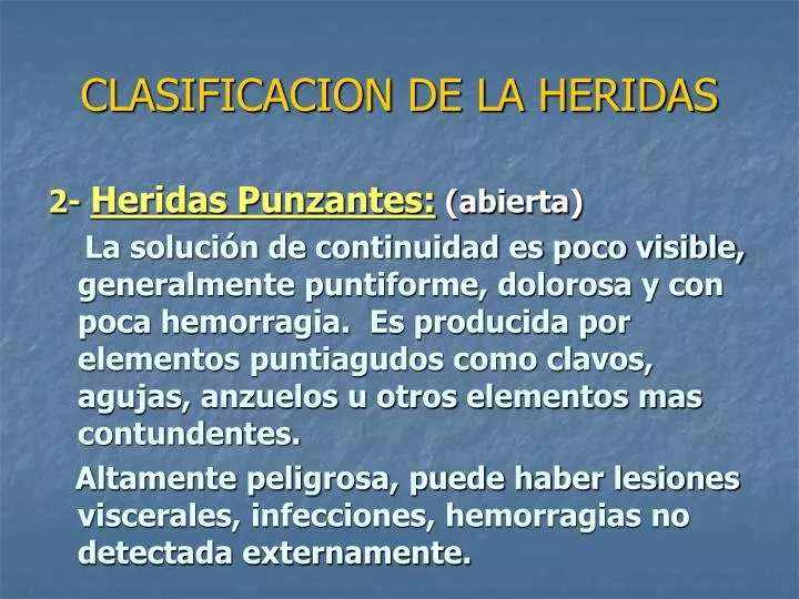 clasificacion de la heridas