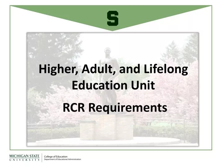 higher adult and lifelong education unit rcr requirements