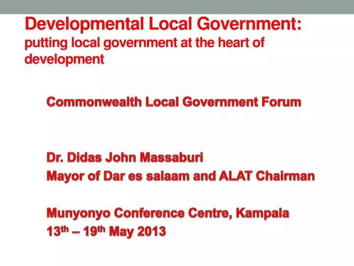 developmental local government putting local government at the heart of development