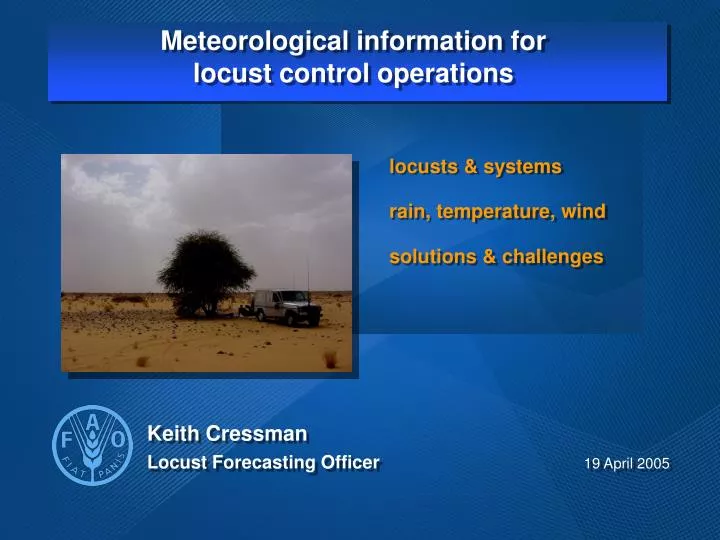 meteorological information for locust control operations