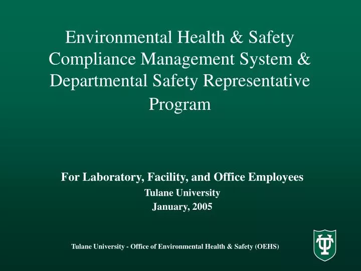 environmental health safety compliance management system departmental safety representative program