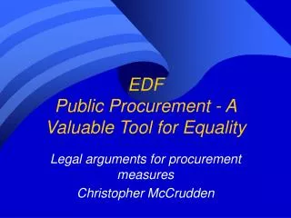 EDF Public Procurement - A Valuable Tool for Equality