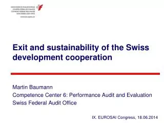 Exit and sustainability of the Swiss development cooperation