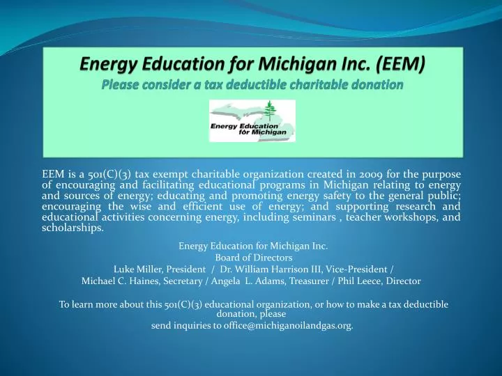 energy education for michigan inc eem please consider a tax deductible charitable donation