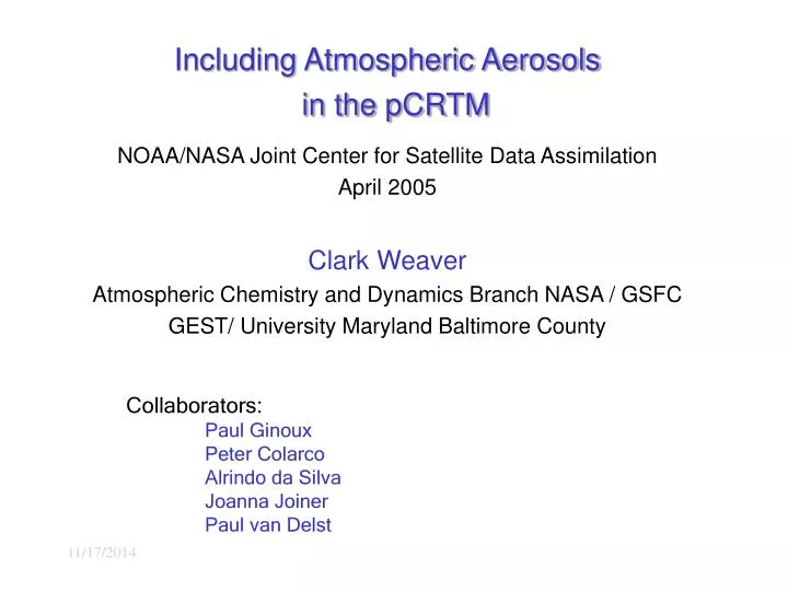 including atmospheric aerosols in the pcrtm