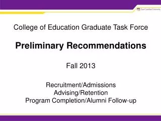Framework for Recommendations Program Area Level Department Level College Level