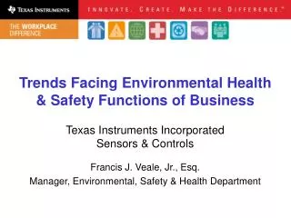 Trends Facing Environmental Health &amp; Safety Functions of Business