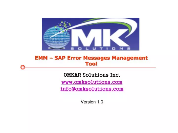 emm sap error messages management tool