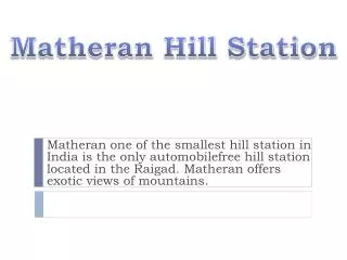 Matheran Hill Station