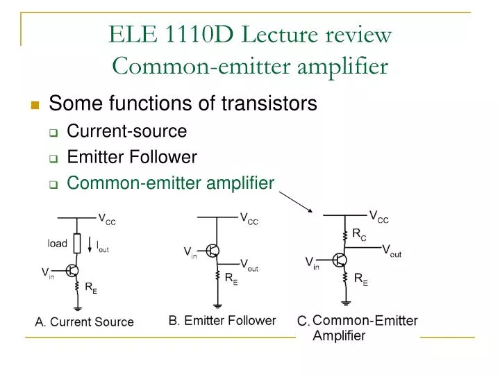 ele 1110d lecture review common emitter amplifier