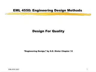 EML 4550: Engineering Design Methods