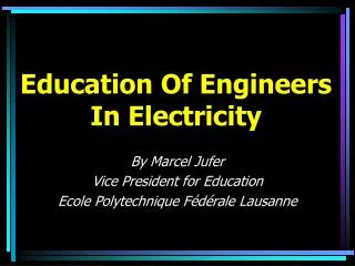 Education Of Engineers In Electricity