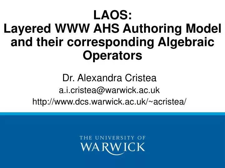 laos layered www ahs authoring model and their corresponding algebraic operators
