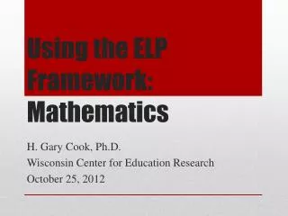 Using the ELP Framework: Mathematics