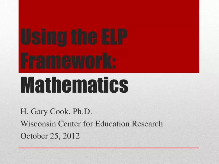 using the elp framework mathematics