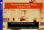 Enhancing Primary Care with Electronic Patient Records: Challenges and Opportunities - slide 1