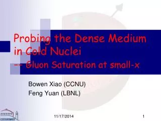Probing the Dense Medium in Cold Nuclei -- Gluon Saturation at small-x