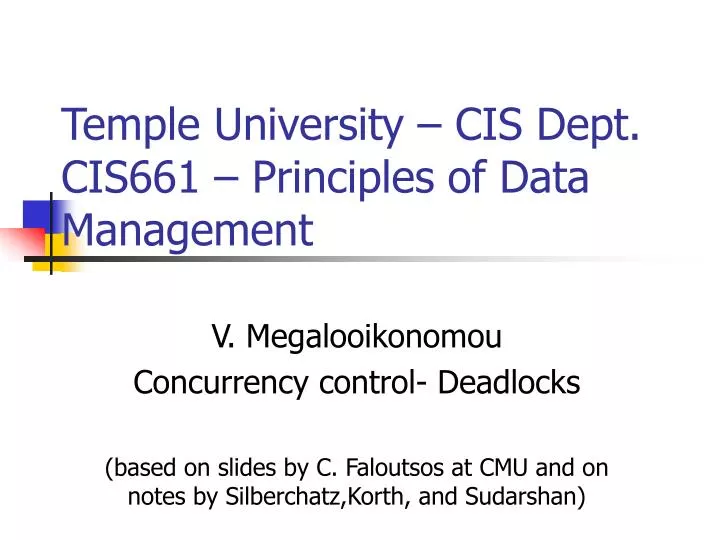 temple university cis dept cis661 principles of data management