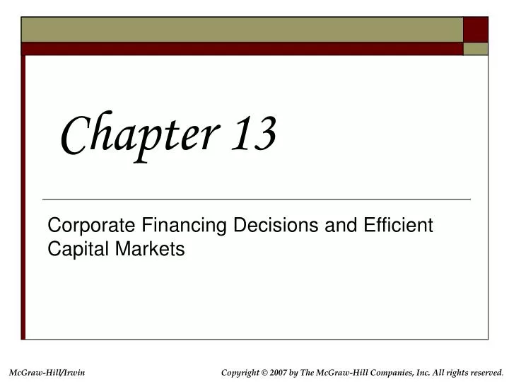 corporate financing decisions and efficient capital markets