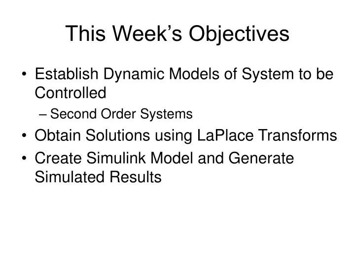 this week s objectives