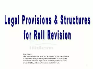 Legal Provisions &amp; Structures for Roll Revision