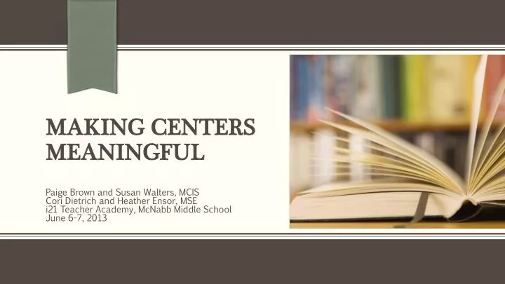 making centers meaningful