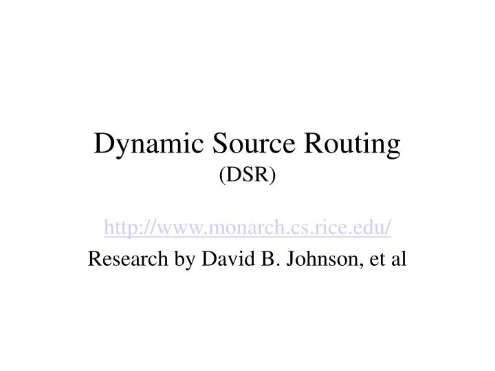 dynamic source routing dsr