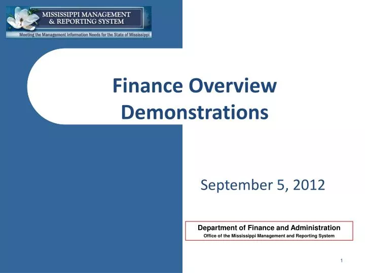 finance overview demonstrations