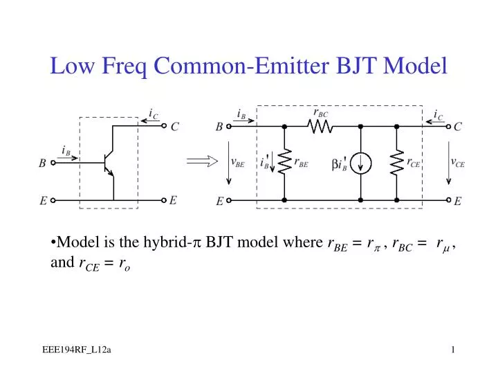 low freq common emitter bjt model