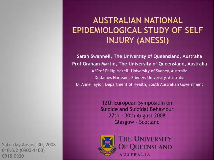 australian national epidemiological study of self injury anessi